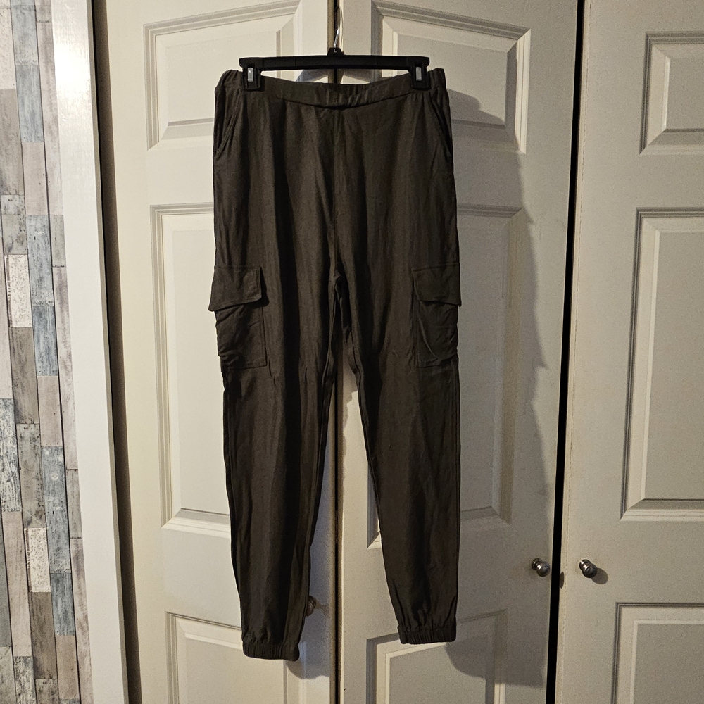 Woman's Olive Cargo Dress Jogger Pants Size Xl